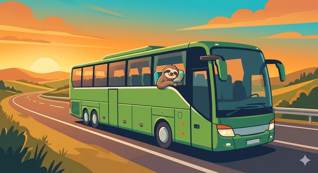 Autobús Flixbus verde circulando por una autopista europea